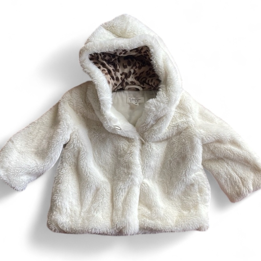Jessica Simpson white fur coat size 18 months